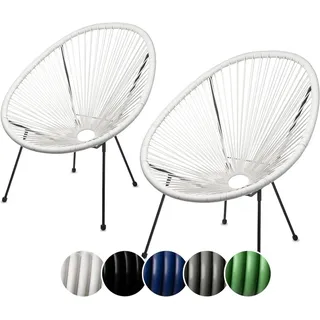 sunnypillow Gartenstuhl Acapulco, gemütlicher Loungesessel für Terrasse, Garten, 2 Stück Weiß weiß