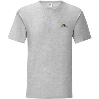 Fruit of the Loom Iconic 150 T-Shirt mit Vintage-Logo auf der Brust, graumeliert - Vintage-Logo klein, S