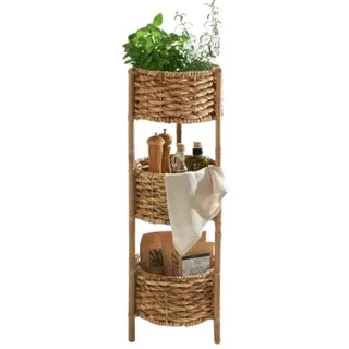 Home-trends24.de Ablageregal Korbregal Wasserhyazinthe Korb Ablage Aufbewahrungsregal Natur Bambus, 3-tlg.