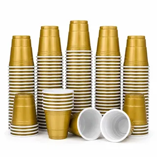 MBP My Beer Pong 50 Goldene Schnapsbecher 2oz / 60ml | Shot Cups Gold | Mini Party Cups für JGA, Geburtstag, Festival & Hochzeit | BPA-frei Wiederverwendbar