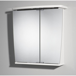 Jokey Spiegelschrank Numa grifflos, Badezimmer Spiegelschrank aus MDF 58 cm breit, LED-Beleuchtung und Steckdose | Weiß