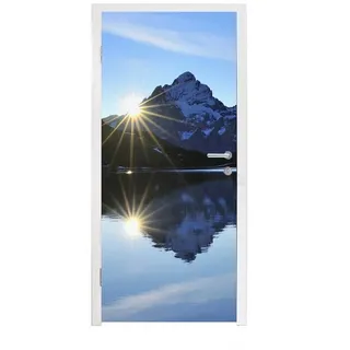 MuchoWow Türtapete Alpen - Berg - Wasser - Schnee, Matt, bedruckt, (1 St), Türfolie Selbstklebend, Türtapete, Türdeko Poster, 95x235 cm bunt 95 m x 235 m