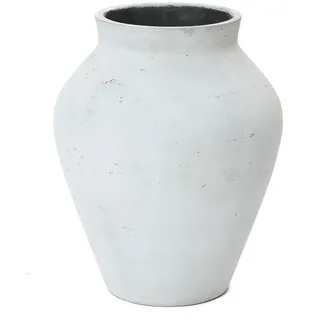 Hometopia Vase, Weiß, Naturmaterialien, Beton Optik, Rund, 40 cm, Dekoration, Vasen, Keramikvasen