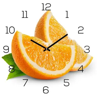 Levandeo® Wanduhr (levandeo Wanduhr Glas 30x30cm Glasuhr Uhr Glasbild Frucht Küchenuhr)