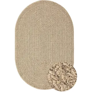 Mias Teppiche Soil – ca. 140 x 200 cm oval Outdoor Teppich wetterfest Jute-Look Balkon Terrasse