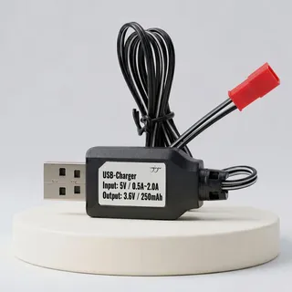 Universal USB-Ladekabel 3.6V - 3.7V m. LED Kontrollleuchte u. Lade-Stopp, Schnellladekabel JST BEC Stecker, RC Quadcopter, Hubschrauber, Flugzeug, Bagger, Panzer, Car, Boot, Auto, Modellbau, Spielzeug