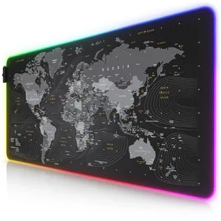 Titanwolf Gaming Mauspad RGB 900 x 400 mm Weltkarte