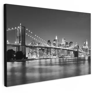 LEINWANDBILD New York - Brücke - Brooklyn - Schwarz und weiß - Architektur Wohnzimmer Groß 120x80 cm