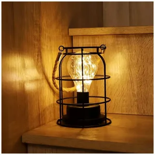 Salcar LED Laterne Dekolicht, Retro Dekolaterne, batteriebetrieben & USB, mit Tragegriff, Warmweiß, Garten-Deko, Weihnachtsdeko, zum Hängen oder Stellen, Warmweiß
