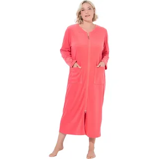 Ulla Popken Damen große Größen Übergrößen Plus Size Bademantel, Frottee, 2-Wege-Reissverschluss, Langarm Koralle 70+ 749967506-70+ - 70-72