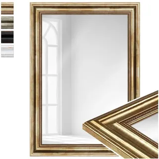 WANDStyle Wandspiegel H550, Vintage Spiegel Gold 50x70 cm, großer Wandspiegel Gold 50x70 Holz 70 cm x 50 cm