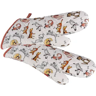 SPOTTED DOG GIFT COMPANY - Backhandschuhe Hitzebestaendig, Topfhandschuhe Ofenhandschuhe Lang mit Lustige Hund Motiv, Geschenk für Frauen Damen und Männer