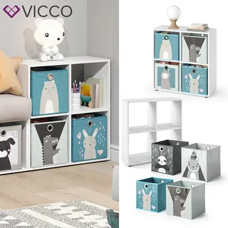 Raumteiler Würfelregal Standregal Tetra Weiß Kinder-Faltboxen Vicco