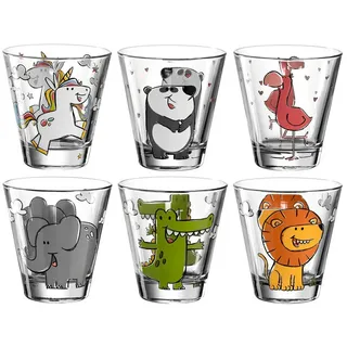 LEONARDO Glas Bambini, Kalk-Natron Glas, 6 Gläser, Set, Kindermotiv, Spülmaschinengeeignet bunt