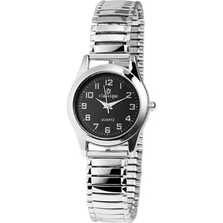 Classique 1700018-001 Analog Damenuhr Metallzugband silberfarben - Silber/Schwarz