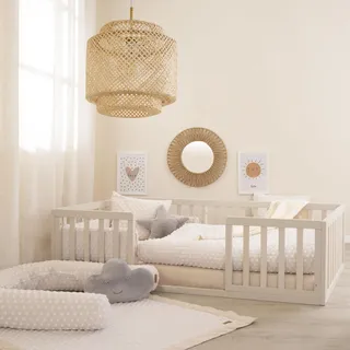 roba Bodenbett Montessori 70 x 140 cm Holz grau