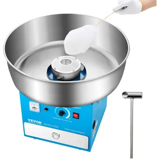 Vevor elektrische Zuckerwattemaschine kommerzielle Zuckerwattegeräte (1000 W) mit 52 cm Edelstahlschüssel & Zuckerschaufel & Schublade, perfekt für Kindergeburtstage Familienfeiern Partys Blau