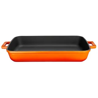 LAVA Bratpfanne LAVA Gusseisen Bräter rechteckig emailliert 26 x 40 cm, 4,86 Liter, Gusseisen (1-tlg), emailliertes Gusseisen, backofengeeignet orange