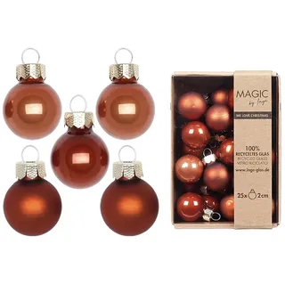 25 Weihnachtskugeln Glas 2cm matt & glänzend Christbaumkugeln Weihnachtsbaumkugeln Mini Christbaumschmuck Weihnachtsbaumschmuck Deko Kupfer Braun Mix