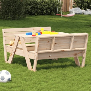 Möbel Picknicktisch für Kinder 88x122x58 cm Massivholz Kiefer CL0000275405