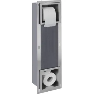 Saqu Essential Unterputz Toilettenpapierhalter - Versteckter Vorrat - Platz für 6 Toilettenpapierrollen - Edelstahl - 74x20x8 cm - Klopapierhalter