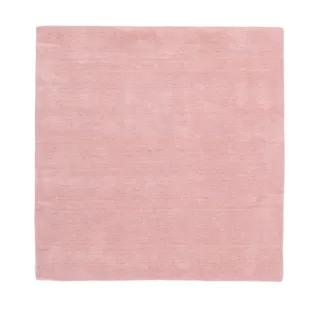 RUG PRINCE Wollteppich Gabbeh Uni 200x200 Handgewebt Quadratisch Rosa Einfarbig Handarbeit b