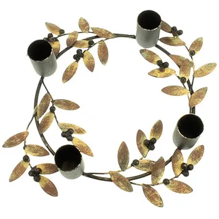 Macosa Home Adventskranz Gold Schwarz Metall 24 cm modern elegantes Adventsgesteck, 4 Kerzenhalter Tisch-Dekoration Advent