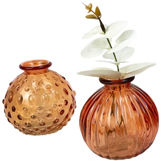 Glasvase Jive, Vase H: 8,5 cm (2er Set) - kleine Vasen, Blumenvase, Tischdekoration, Deko Hochzeit (orange)