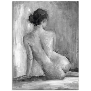 Glasbild ARTLAND "Figur in schwarz & weiß I" Bilder Gr. B/H: 45 cm x 60 cm, Glasbild Frau Hochformat, 1 St., grau Glasbilder