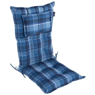 LILENO HOME Hochlehnerauflage Gartenstuhl Auflage, bequeme Sitzauflage für Gartenmöbel, Stuhlkissen, (1 St., 1er Set), Polsterauflage Karo Blau, Sitzpolster für Klappstühle blau
