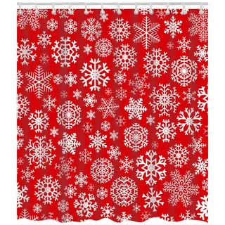 Qelus Duschvorhang Weihnachten Gedruckt Duschvorhang 180x180cm für Badezimmer, Badewanne