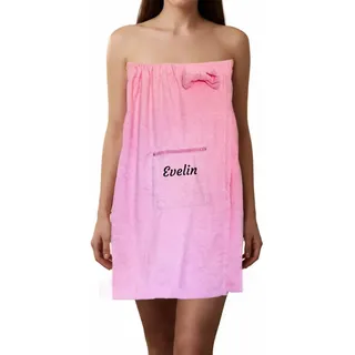 FOTOFOL Personalisierter Saunakilt für Damen/Herren | Mit Namen oder Wunschtext Bestickt | Saunahandtuch mit Klettverschluss (Rosa)