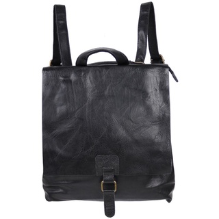 MIRROSI Tagesrucksack Damen auch als Crossbody Bag 2 in 1, zwei Größen (klein oder groß), aus hochwertigem Kunstleder, Rucksack, Daypack schwarz Großer Rucksack (31x32x8cm)