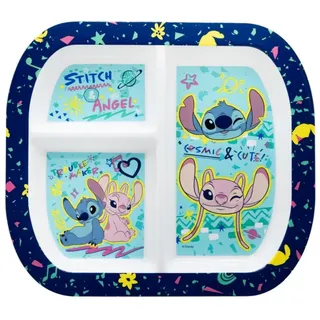 Storline Frühstücksteller Lilo & Stitch rechteckig Teller mit 3 Fächern, Mikrowellengeeignet