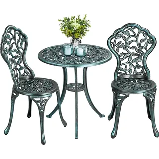 Gartenmöbel-Set 2 Stühlen & 1 Tisch Bistroset aus Metall Sitzgruppe Wetterfest