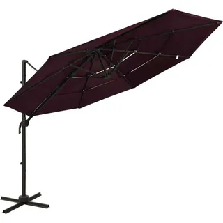 vidaXL Sonnenschirm mit Aluminium-Mast 4-lagig Bordeauxrot 3x3 m