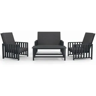 SET Solena Gartenmöbel Anthrazit mit graphitfarbenen Kissen 2 Sesseln Sofa und Tisch aus Kiefernholz für Terrasse Balkon Garten Lounge Möbel modern - Grau