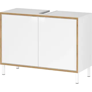 Germania Waschbeckenunterschrank 5000 Weiß/Eiche 80 cm x 60 cm x 34 cm