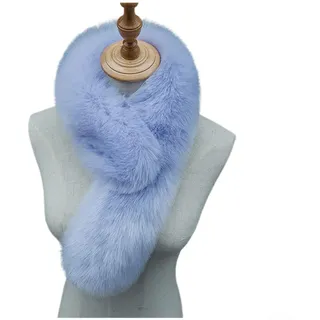Damen Winter Faux Plüsch Fuchs Schal Warm Dicker Flauschiger Halswärmer mit langer rechteckiger Form für kaltes Wetter Komfort (Hellblau)