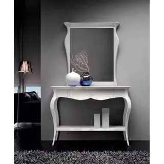 JVmoebel Schminktisch Weiße Schminkkonsole aus Holz mit Spiegel im Art déco Stil (2-St., 1x Konsole + 1x Spiegel), Made in Europa weiß