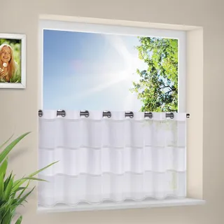 Happy Home "HARLOTTA" Gr. 1, weiß, B:140cm H:53cm, Polyester, Gardinen, HxB: 53x140, Webware "Made in Germany"