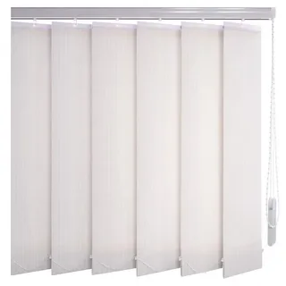 Sonnenschutz-HH® - Lamellenvorhang weiß Leinenoptik mit Streifen lichtdurchlässig - Breite 200 cm x 230 cm Höhe - Lamellenbreite 127mm Vertikaljalousie Vertikalanlage Schiebevorhang