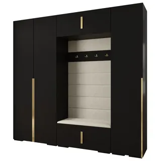 ABIKS MÖBEL Kompaktgarderobe INOVA 1 SATZ 8 Möbelset, Garderobe mit Kleiderstange und Regalen schwarz