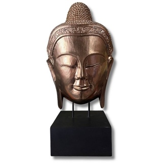 Asien LifeStyle Buddhafigur Buddha Kopf Thailand Holz Skulptur - 66cm groß