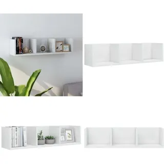 CD-Wandregal Hochglanz-Weiß 75x18x18 cm Holzwerkstoff - cd Regal - Wandregal - Holzregal - Schallplatte Regal - Musikaufbewahrung - Home & Living