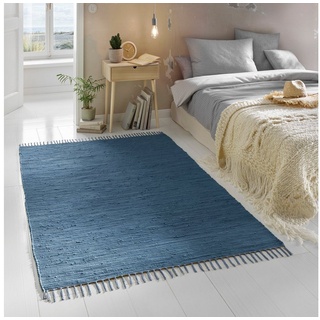 Teppich Flicken-Teppich 100% Baumwolle, TaCa Home, rechteckig, Höhe: 5 mm, Wohnzimmer Esszimmer Küche Flur Läufer 160x230cm blau 160 cm x 230 cm x 5 mm