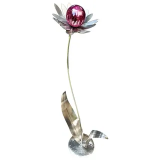 Jürgen Bocker - Gartenambiente Gartenstecker Blume Palermo Edelstahl Kugel violett lila 120 cm Dekoration Garten