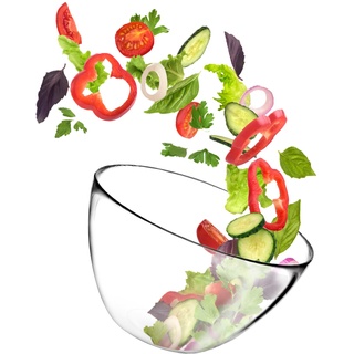 KADAX Salatschüssel aus Glas, ovale Glasschale, 17 cm, Glasschüssel, Glasschälchen, tiefe Schale für Süßigkeiten, Obst, Salat, Dessert, Salatschale, Obstschale