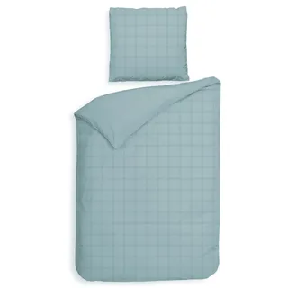 Heckett & Lane Diamante kariert Baumwolle Blau 155 x 220 cm + 2 x 80 x 80 cm