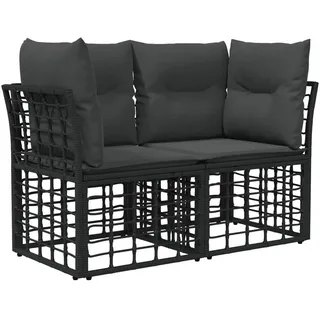 vidaXL Outdoor-Loungesofa 2-tlg. schwarz/dunkelgrau